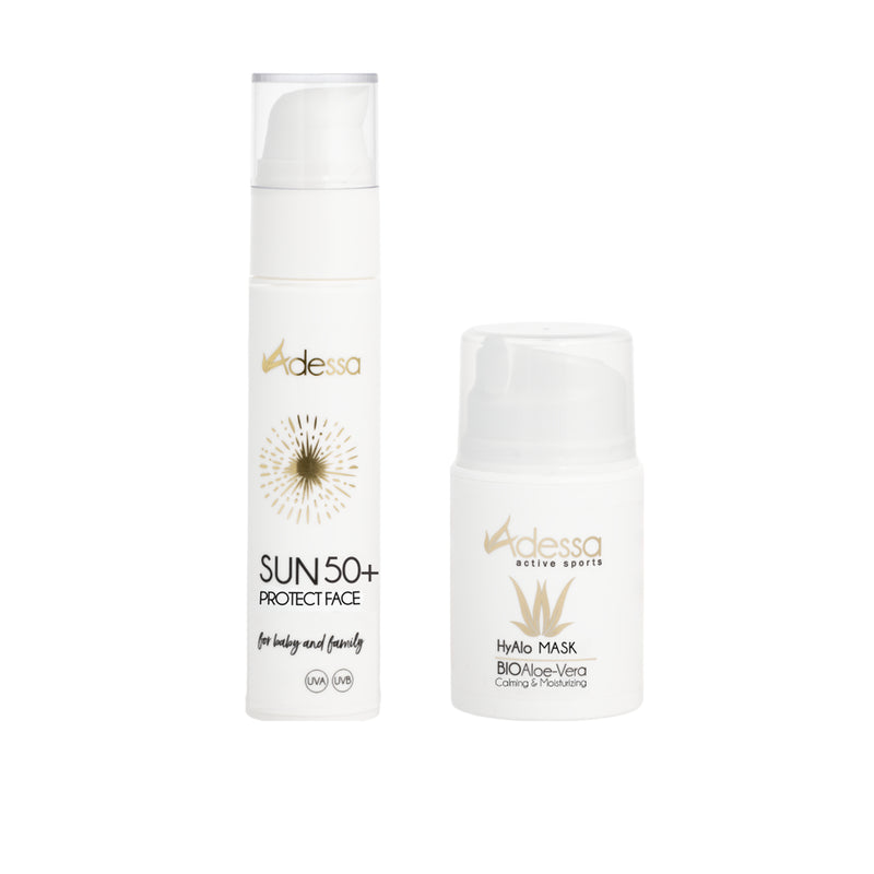 Adessa „Sonnenharmonie“ Set – SUN Protect SPF 50+ & HyAlo Maske