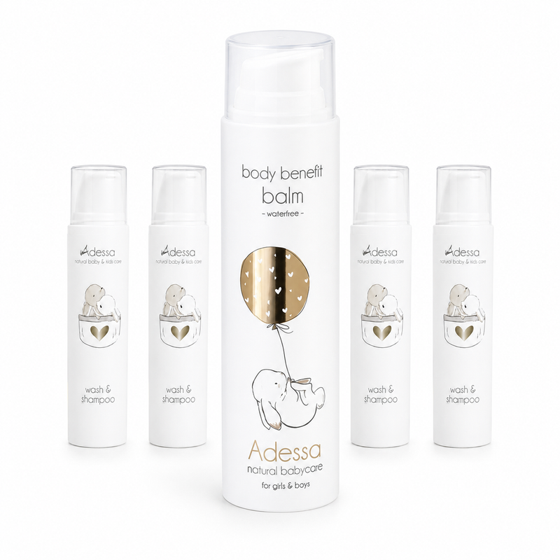 Adessa Baby Körperbalm + 4x 10 ml Baby Wash & Shampoo