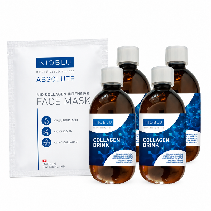 Nioblu Collagen Drink 4er-Set inkl. Intensivmaske