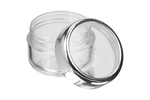 Kosmetik-Dose, Kunststoff, Glashell mit Chromfarbenem Ring, für 6 ml