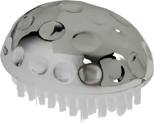 Nagelbürste, Kunststoff, Chromfarben, weiße Nylonborsten