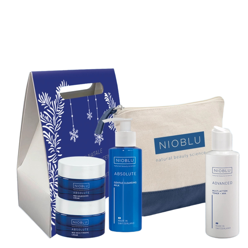 Nioblu Set Face & Neck Christmas Edition mit Nourishing Cream, Neck Firming Cream, Reinigungsmilch und Toner