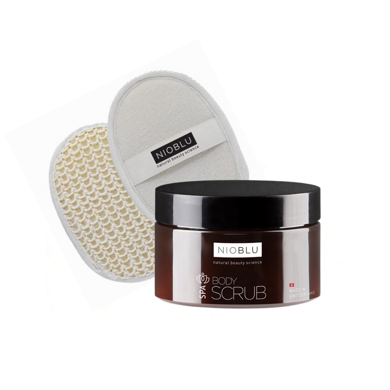 Nioblu SPA Körperpeeling mit Schweizer-Alpen-Salz & Peeling-Schwamm